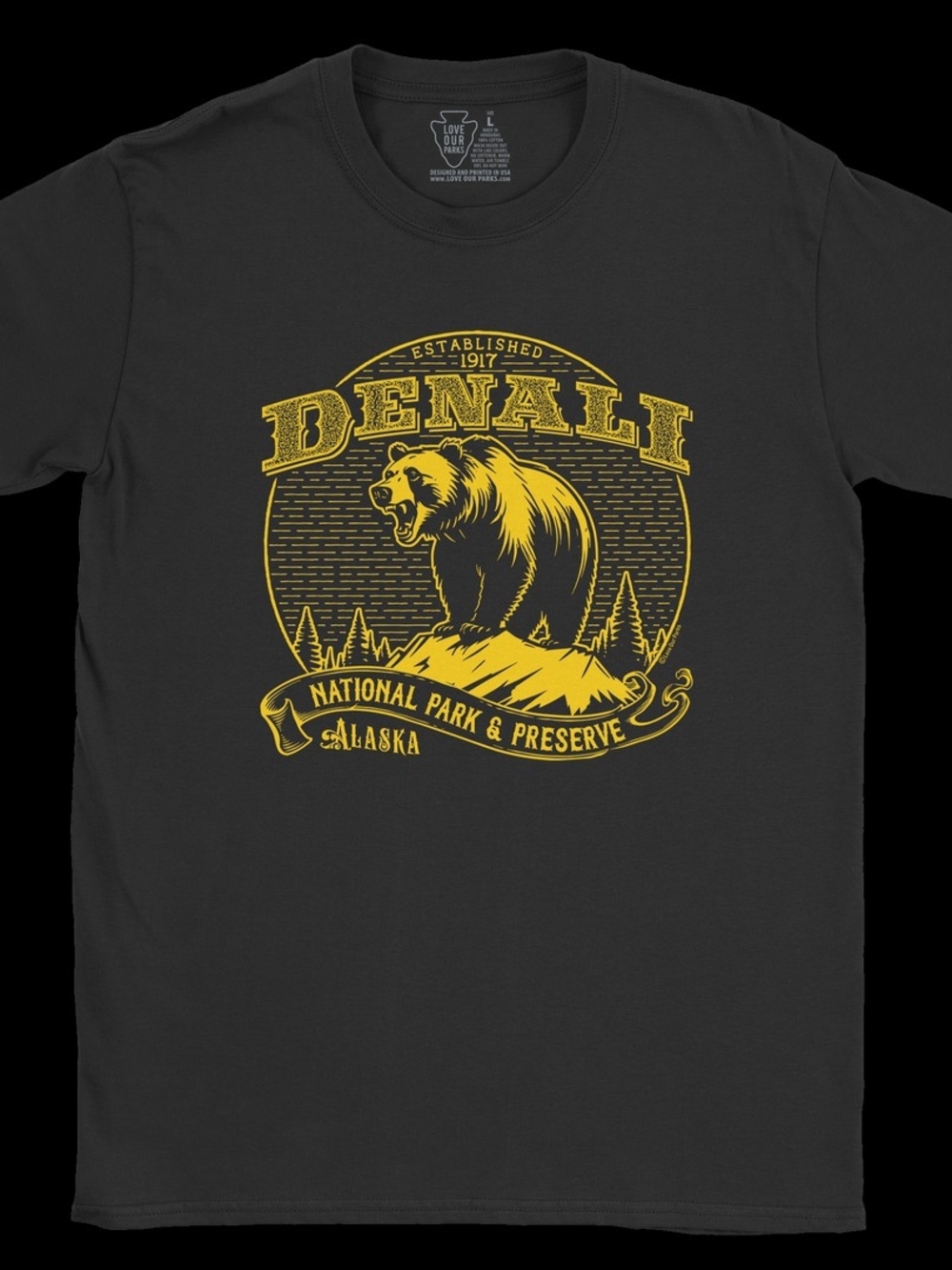 Vintage Denali National Park Graphic Black Tee